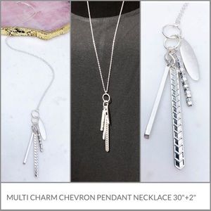 Silver Chevron Charm Pendant Necklace